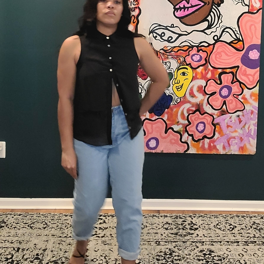 Sheer collared button up top